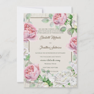 Invitación Boda en el jardín de rosas rosadas
