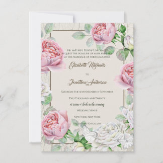 Invitación Boda en el jardín de rosas rosadas