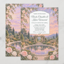 Boda en el jardín de rosas rosadas románticas