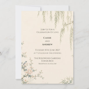 Invitación Boda en el jardín de sauce chinoiserie