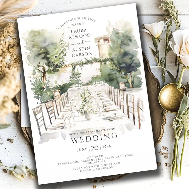 Invitación Boda en el jardín de verano de la vegetación del c (Subido por el creador)