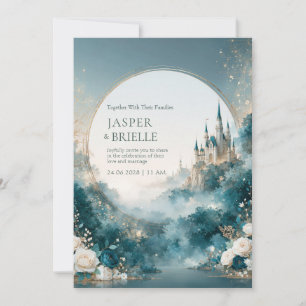 Invitación Boda en el Jardín del Castillo Celestial Niebla Te