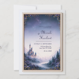 Invitación Boda en el jardín del castillo de lavanda crepuscu