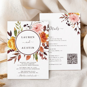Invitación Boda en el jardín elegante de otoño todo en uno