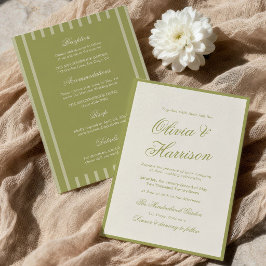 Invitación Boda en el Jardín Verde Oliva Caligrafía Todo en U