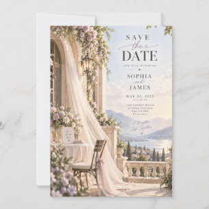Invitación Boda en el lago con vista a lavanda, guardar la fe
