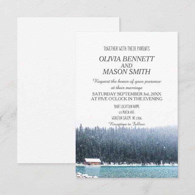 Invitación Boda en el lago Rocky Mountain (Anverso / Reverso)