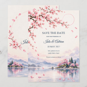 Invitación Boda en el Lago Sakura Save the Date