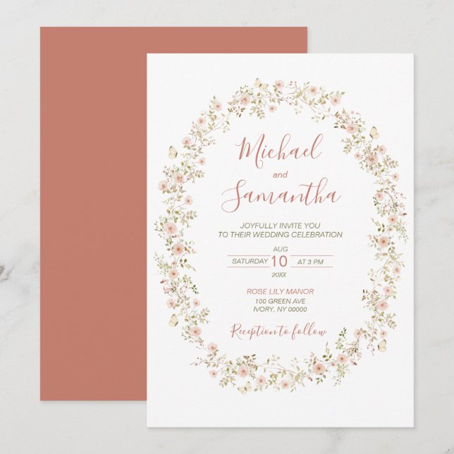Invitación Boda en el País de la Rosa Salvaje (Anverso / Reverso)