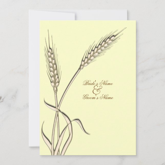 Invitación Boda en el país de trigo beige amarillo (Anverso)