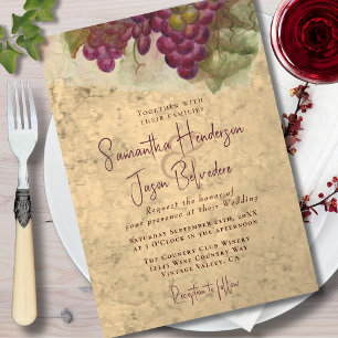 Invitación Boda en el País del Vino en un Viñedo Rústico