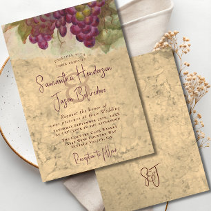 Invitación Boda en el País del Vino Viñedo Rústico Monograma