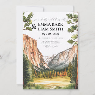 Invitación Boda en el Parque Nacional Yosemite Acuarela