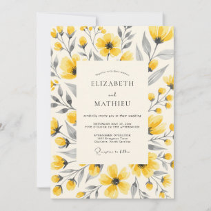 Invitación Boda en el prado amarillo jubiloso