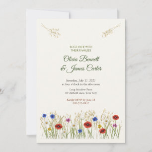 Invitación Boda en el prado de avena silvestre y flores silve