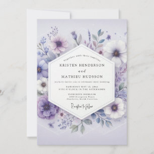 Invitación Boda en el prado de floración de lavanda