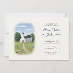 Invitación Boda en el prado de flores silvestres de la capill
