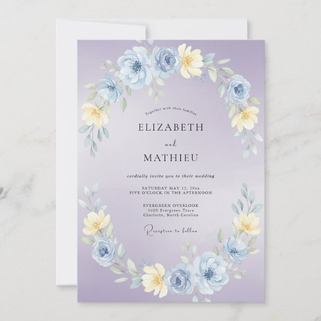 Invitación Boda en el prado de lavanda (Anverso)