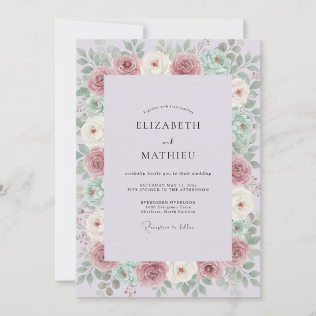 Invitación Boda en el prado encantador de lavanda (Anverso)