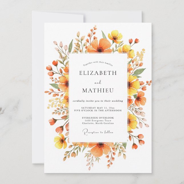 Invitación Boda en el prado radiante ámbar (Anverso)