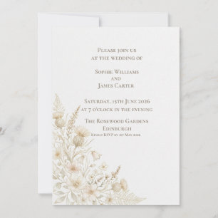 Invitación Boda en el rincón botánico de flores silvestres de