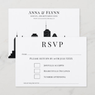 Invitación Boda en el Skyline de la ciudad de Boston RSVP Inv