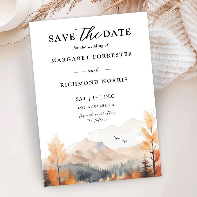 Invitación Boda en Fall Mountain Guardar la Fecha (Subido por el creador)