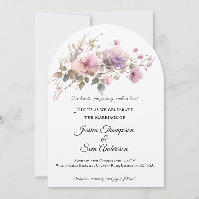 Invitación Boda en flor de cerezo sakura romántico (Anverso)