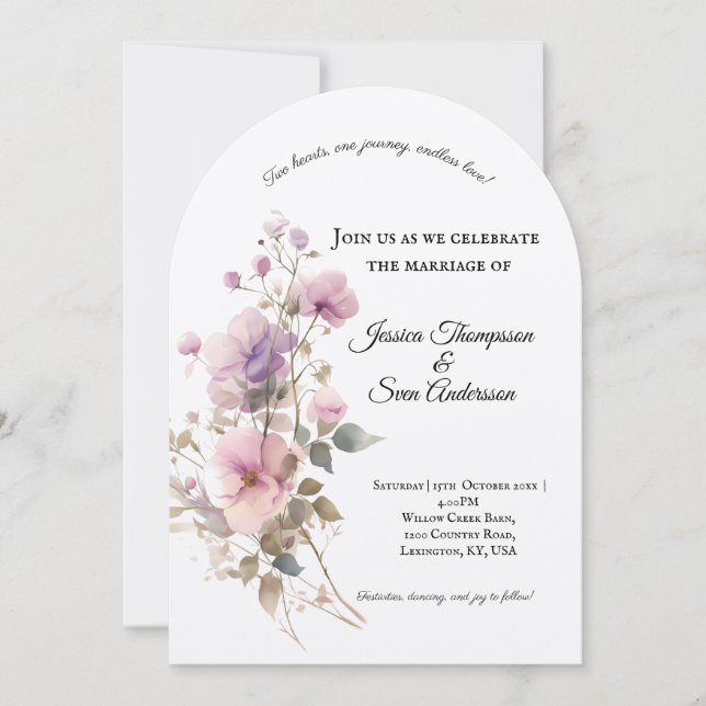 Invitación Boda en flor de cerezo sakura romántico (Anverso)