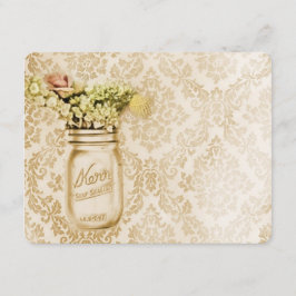 Invitación Boda en frasco de mason floral damasco de champán