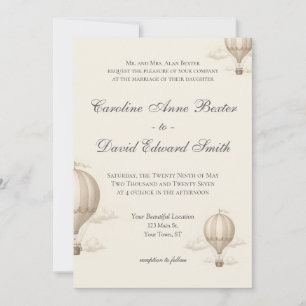 Invitación Boda en Globo Aerostático con Estilo Romántico Vin