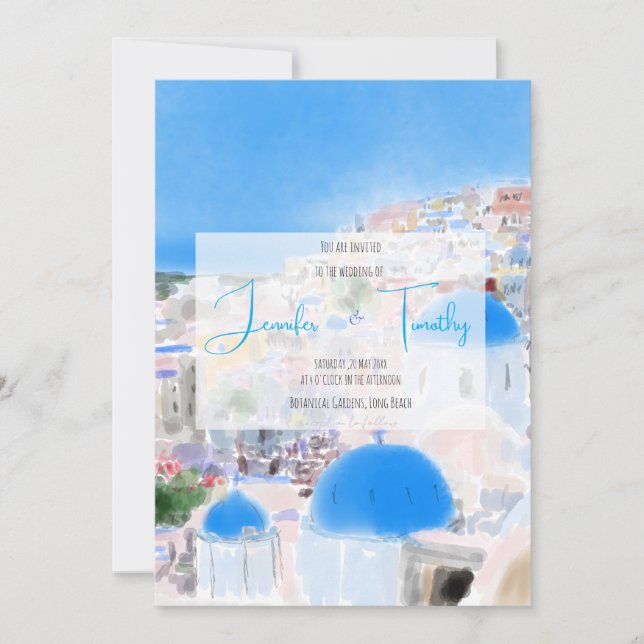 Invitación Boda en Grecia Santorini Fia (Anverso)