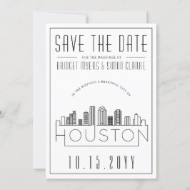 Invitación Boda en Houston | Silueta urbana estilizada para l