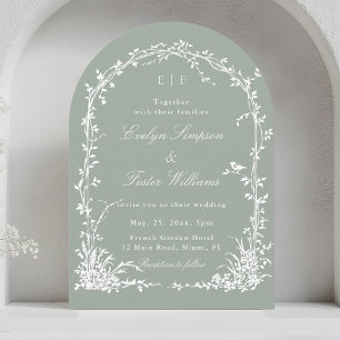 Invitación Boda en Jardín Botánico Romántico Arco Verde Sage