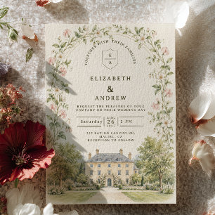 Invitación Boda en jardín de mansión inglesa