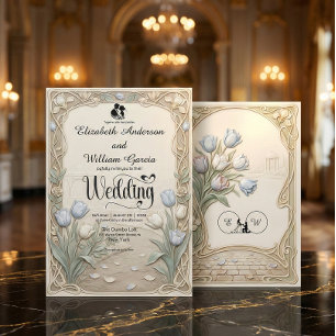 Invitación Boda en Jardines de una Mansión Art Nouveau