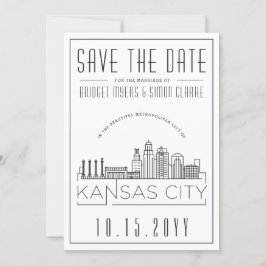 Invitación Boda en Kansas City Estilizada Reserva la Fecha