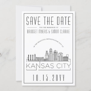 Invitación Boda en Kansas City Estilizada Salva la Fecha