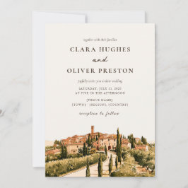 Invitación Boda en la ciudad colina de Toscana en guión de sa