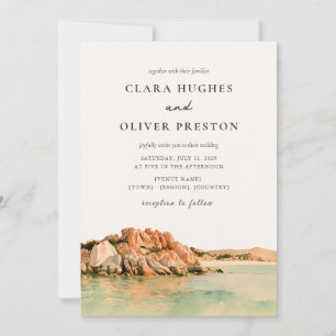 Invitación Boda en la costa de Cerdeña con guión de Terracota