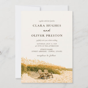 Invitación Boda en la duna de la playa del atardecer de las a