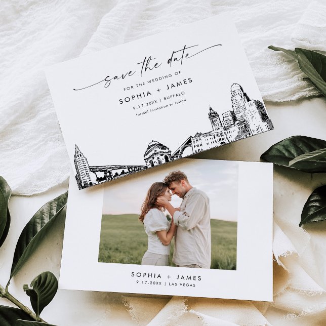 Invitación Boda en la línea aérea de búfalo Guardar la tarjet (Subido por el creador)