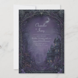 Invitación Boda en la Mansión Gótica iluminada por la Luna co