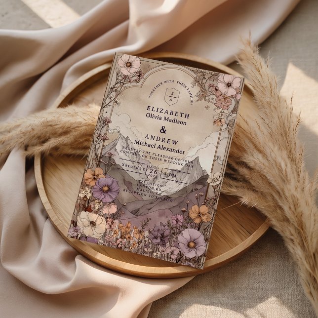 Invitación Boda en la Montaña de Flores Silvestres Temperamen (Subido por el creador)