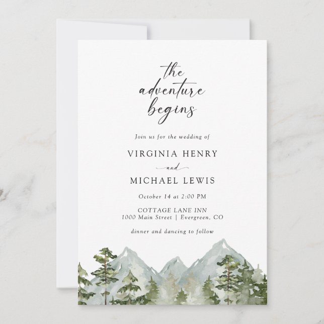 Invitación Boda en la montaña forestal (Anverso)