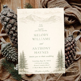 Invitación Boda en la naturaleza con paisaje montañoso de pin