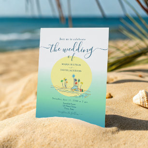 Invitación Boda en la playa al atardecer tropical