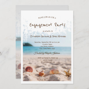 Invitación Boda en la playa, arena, compromiso con las caseta