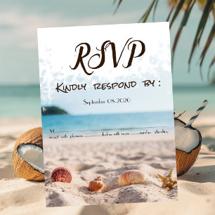 Invitación Boda en la Playa,Arena,Conchas RSVP