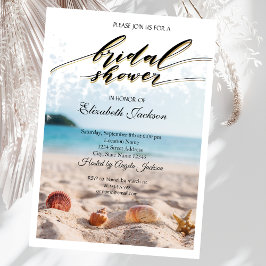Invitación Boda en la playa, arena, ducha de novia con cascos